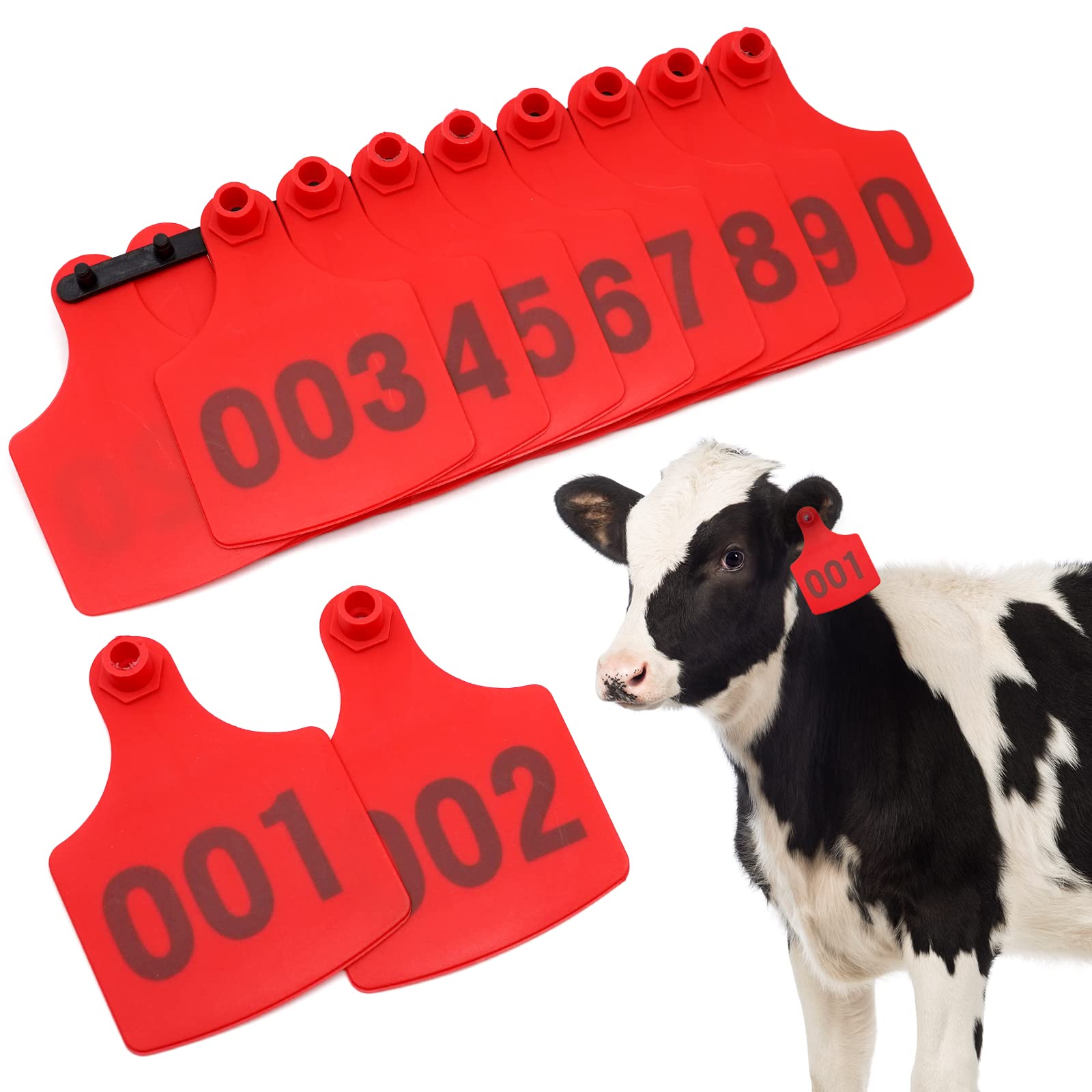 100-Pack Cows Large Numbered Ear  Tags